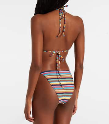 Lido striped halterneck bikini top | Staud
