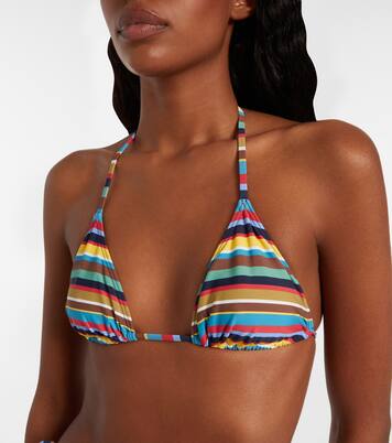 Lido striped halterneck bikini top | Staud