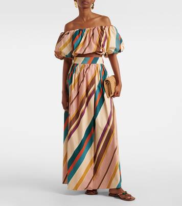 Striped off-shoulder cotton-blend crop top | Adriana Degreas