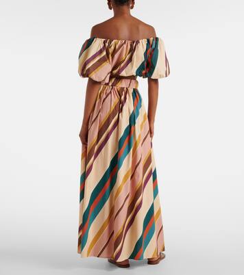 Striped off-shoulder cotton-blend crop top | Adriana Degreas