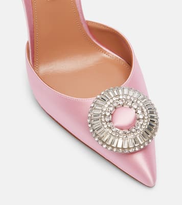 Crystal Hoop 105 satin slingback pumps | Aquazzura