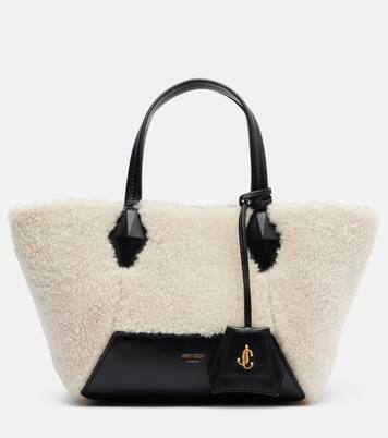 Diamond Small shearling tote bag | Jimmy Choo