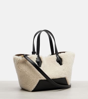 Diamond Small shearling tote bag | Jimmy Choo