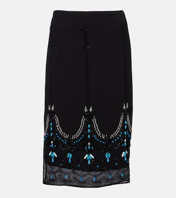 Bestickter Midirock aus Jersey | Xu Zhi