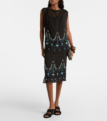 Bestickter Midirock aus Jersey | Xu Zhi