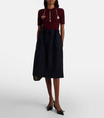 T-shirt en laine vierge à ornements | Prada