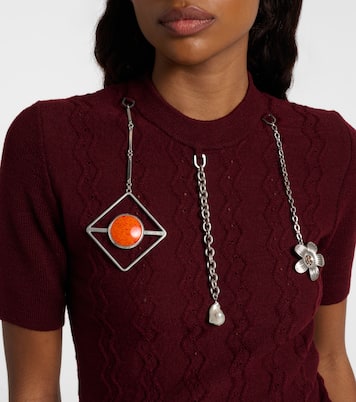 T-shirt en laine vierge à ornements | Prada