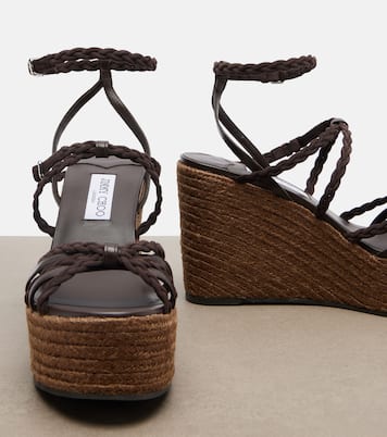 إسبادريل ويدج من الجلد المضفر Nyra | Jimmy Choo