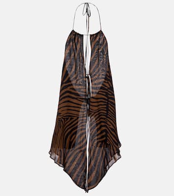 Printed asymmetric halterneck top  | Blumarine