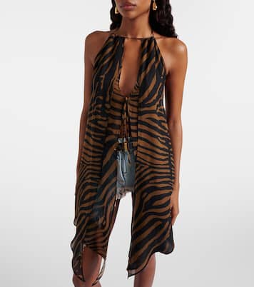 Printed asymmetric halterneck top  | Blumarine