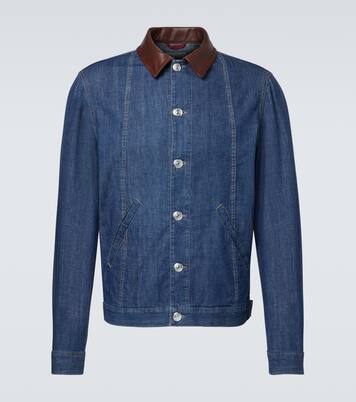 Chaqueta de denim con piel | Brunello Cucinelli