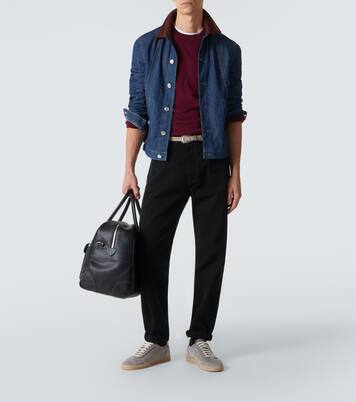 Chaqueta de denim con piel | Brunello Cucinelli