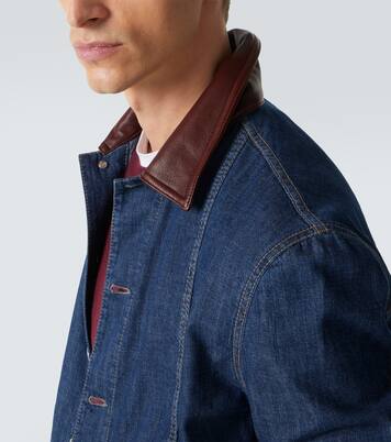 Chaqueta de denim con piel | Brunello Cucinelli