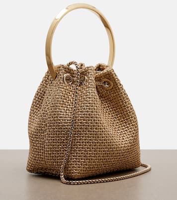 Bon Bon Small raffia-effect bucket bag | Jimmy Choo