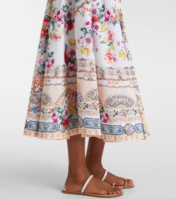 Floral cotton-blend midi dress | Camilla