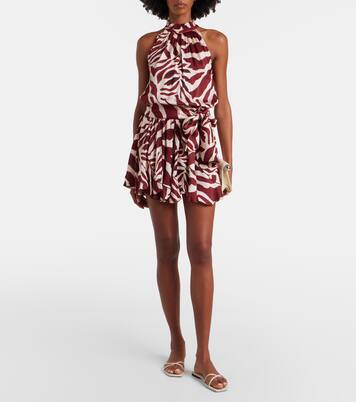 Bianca printed halterneck satin minidress | Poupette St Barth