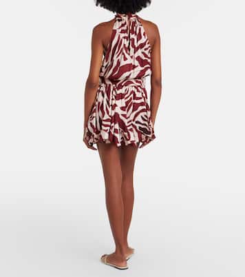 Bianca printed halterneck satin minidress | Poupette St Barth