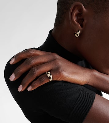 Alliance Damier 9kt gold ring with diamonds and onyx | Yvonne Léon