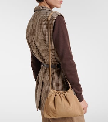 Mellow Small suede shoulder bag | Brunello Cucinelli