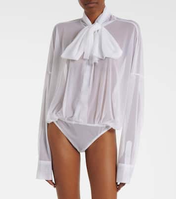 Oversized bow-detail bodysuit | Norma Kamali