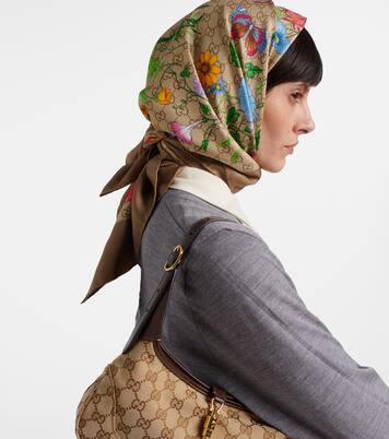 GG floral silk twill scarf | Gucci