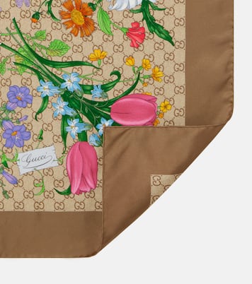 GG floral silk twill scarf | Gucci