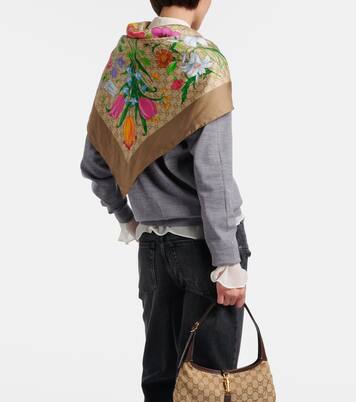 GG floral silk twill scarf | Gucci