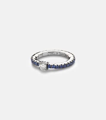 Stretchy 18kt white gold ring with diamond and sapphires | Bucherer Fine Jewellery