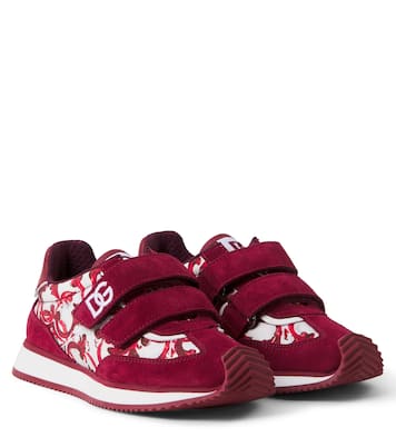 Printed suede-trimmed sneakers | Dolce&Gabbana Kids