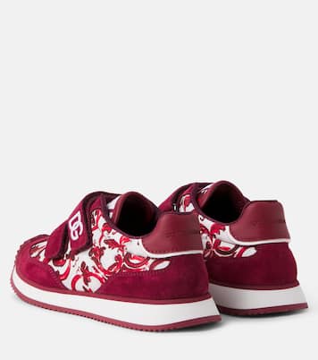 Printed suede-trimmed sneakers | Dolce&Gabbana Kids