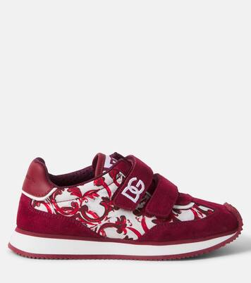 Printed suede-trimmed sneakers | Dolce&Gabbana Kids