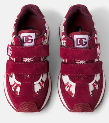 Printed suede-trimmed sneakers | Dolce&Gabbana Kids