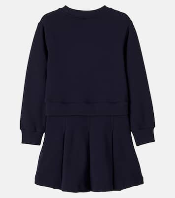 Logo embroidered cotton jersey dress | Versace Kids