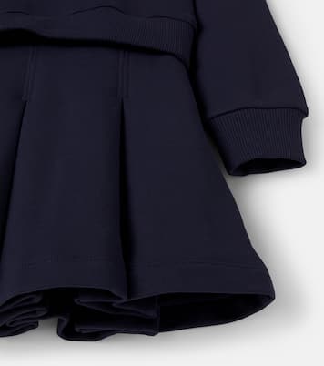 Logo embroidered cotton jersey dress | Versace Kids