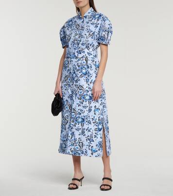 Robe midi Frederick en coton à fleurs | Erdem