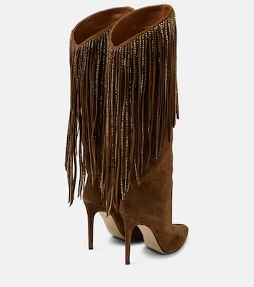 Stivali in suede con frange e cristalli | Paris Texas
