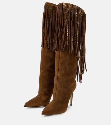 Stivali in suede con frange e cristalli | Paris Texas