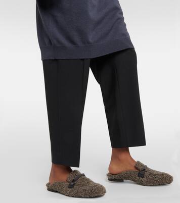 Embellished shearling slippers | Brunello Cucinelli