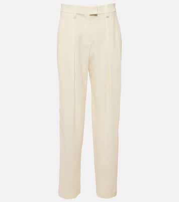 Weite High-Rise-Hose aus Gabardine | Brunello Cucinelli