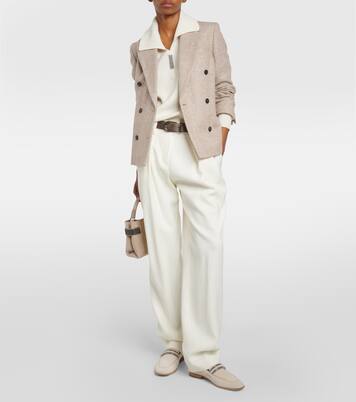 Weite High-Rise-Hose aus Gabardine | Brunello Cucinelli