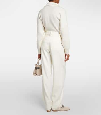 Weite High-Rise-Hose aus Gabardine | Brunello Cucinelli