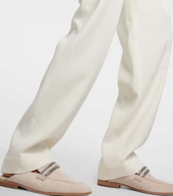 Weite High-Rise-Hose aus Gabardine | Brunello Cucinelli