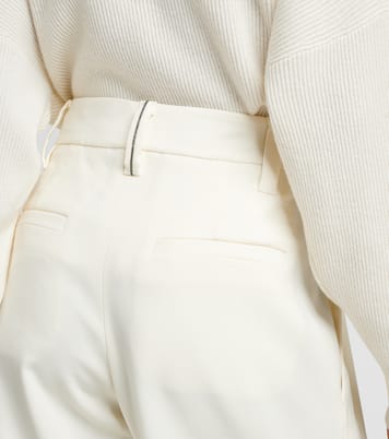 Weite High-Rise-Hose aus Gabardine | Brunello Cucinelli