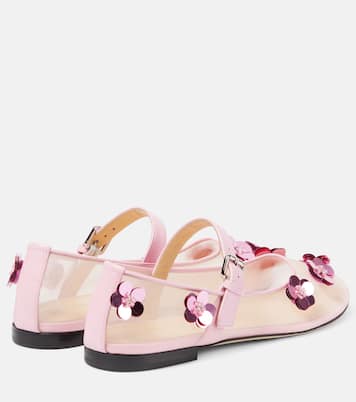 Sequined leather-trimmed Mary Jane flats | Mach & Mach