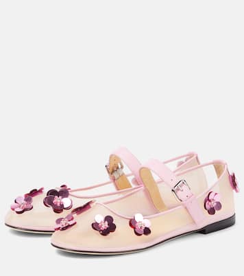 Sequined leather-trimmed Mary Jane flats | Mach & Mach