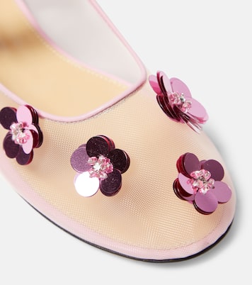 Sequined leather-trimmed Mary Jane flats | Mach & Mach