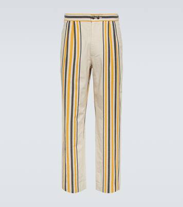 Striped mid-rise cotton straight pants | Bode