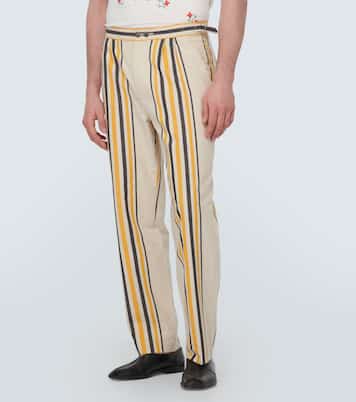 Striped mid-rise cotton straight pants | Bode