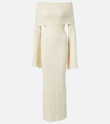 Off-shoulder linen-blend maxi dress | Aya Muse