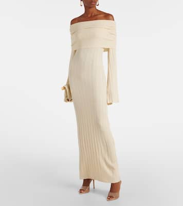 Off-shoulder linen-blend maxi dress | Aya Muse